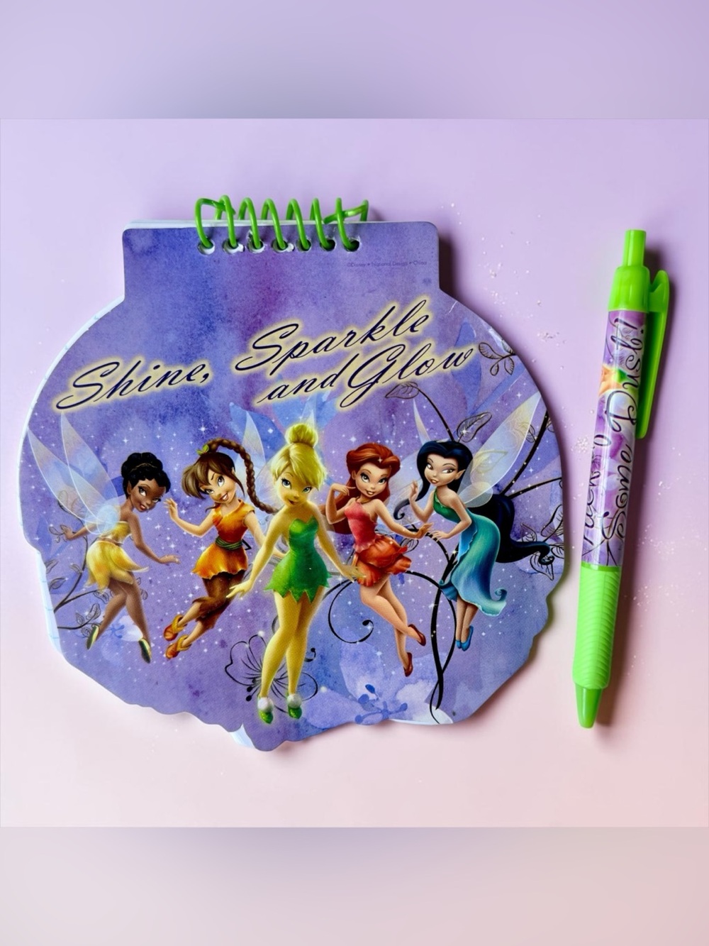 Vintage Tinker Bell New DeadStock Disney Fairies Spiral Notebook And Pen Y2K